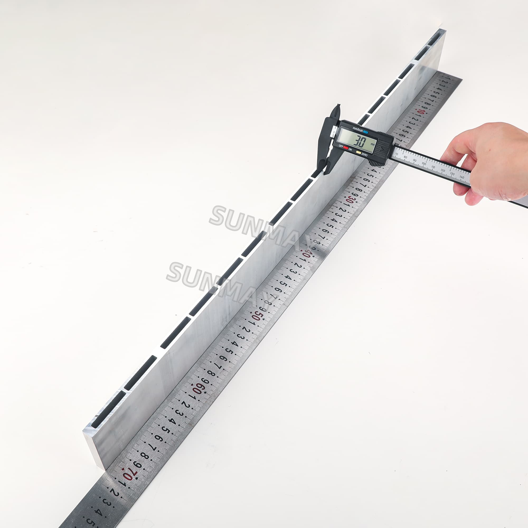 Close-up of ultra-thin aluminum profile with high dimensional precision