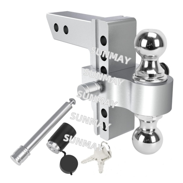 Adjustable Aluminum Trailer Hitch installed on a pickup truck, showing secure and precise towing connection for heavy-duty applications