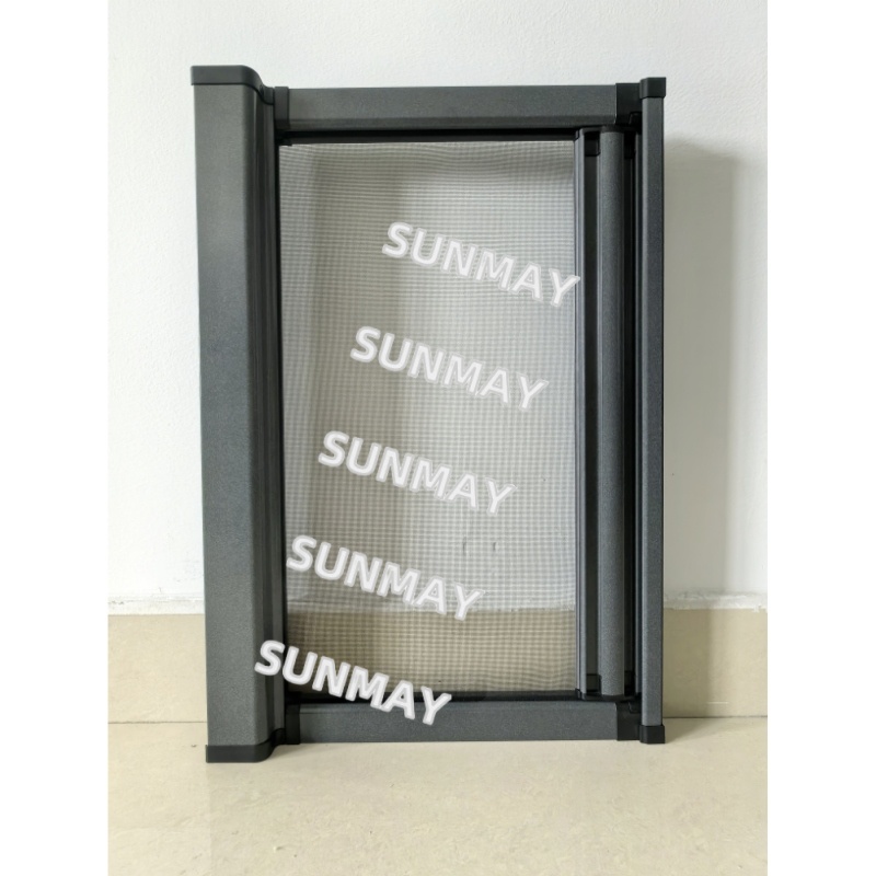Aluminum pleated screen door showcasing smooth folding mechanism and sleek design.