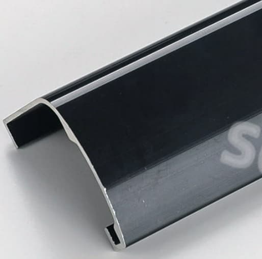 Black anodized aluminum door profile